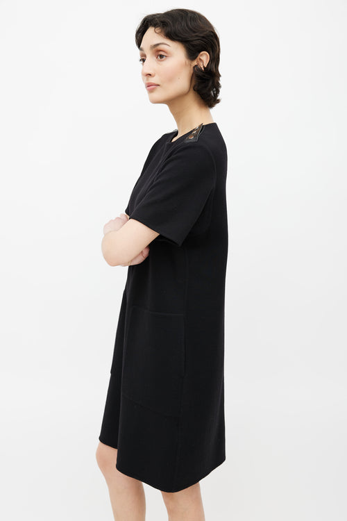 Hermès Black Wool Studded Shift Dress