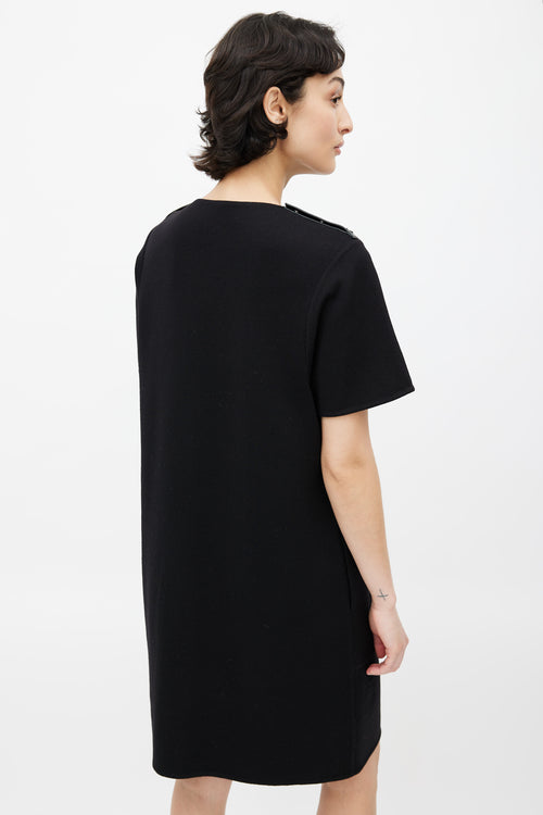 Hermès Black Wool Studded Shift Dress