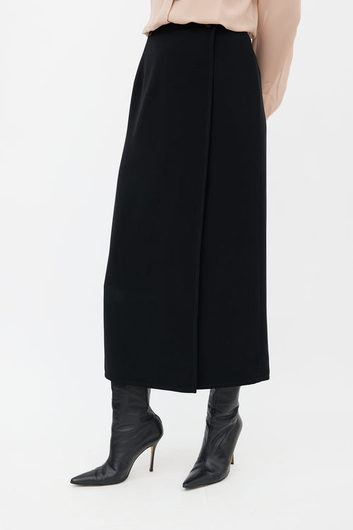 Hermès Black Silk Midi Pencil Skirt