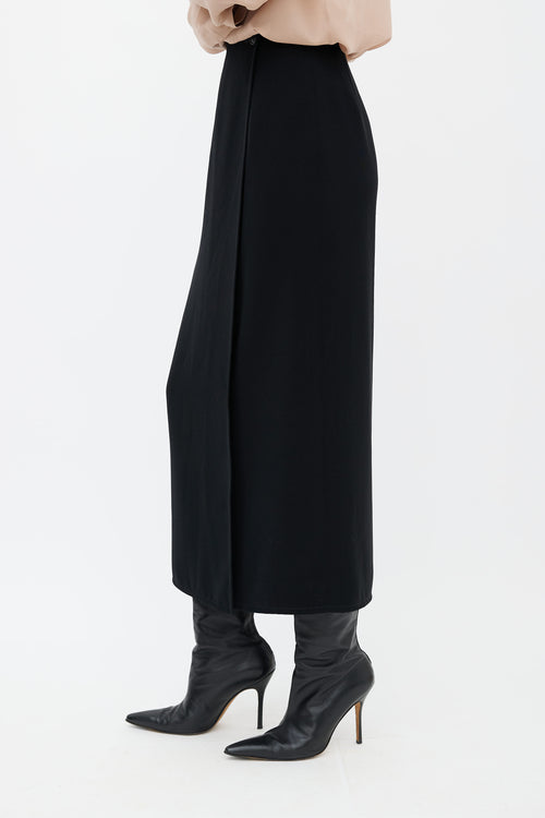 Hermès Black Silk Midi Pencil Skirt