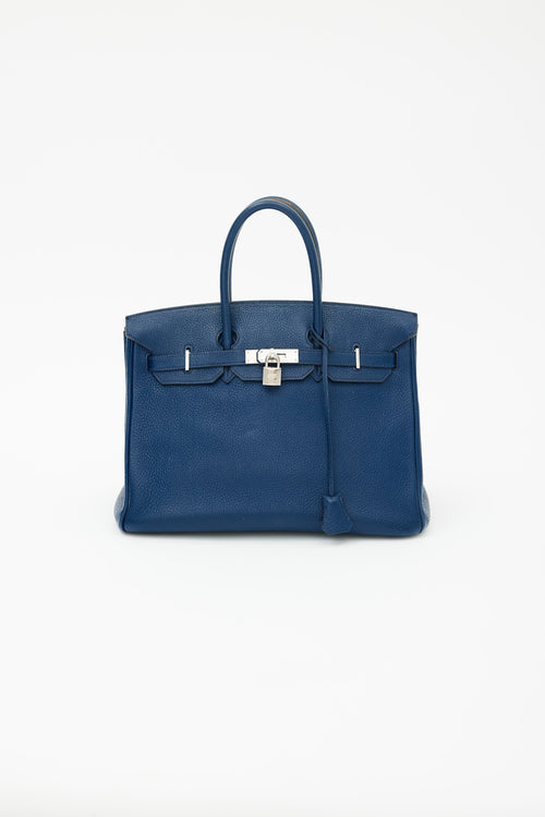 Hermès 2010 Bleu de Malte Clemence Birkin 35 Bag