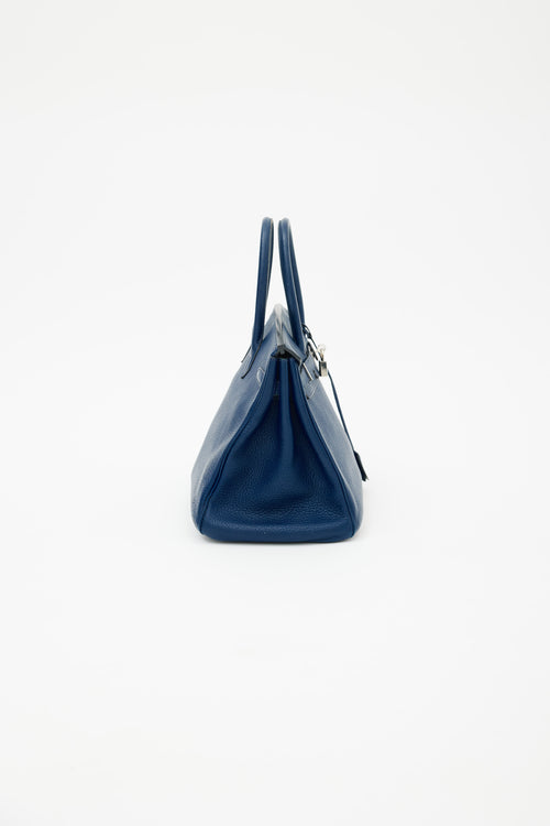 Hermès 2010 Bleu de Malte Clemence Birkin 35 Bag