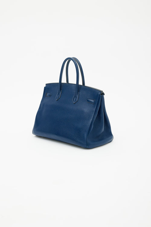 Hermès 2010 Bleu de Malte Clemence Birkin 35 Bag