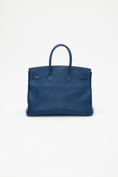 Hermès 2010 Bleu de Malte Clemence Birkin 35 Bag