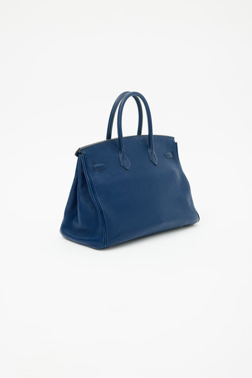 Hermès 2010 Bleu de Malte Clemence Birkin 35 Bag