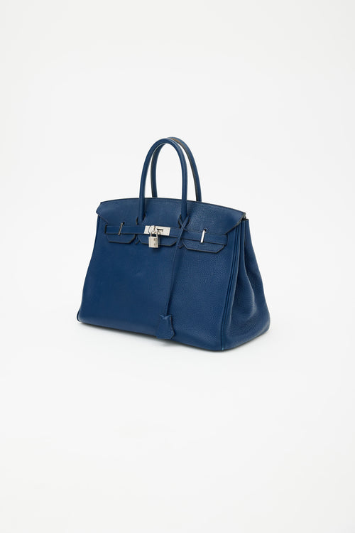 Hermès 2010 Bleu de Malte Clemence Birkin 35 Bag