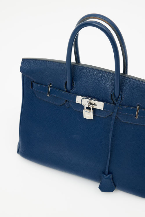 Hermès 2010 Bleu de Malte Clemence Birkin 35 Bag