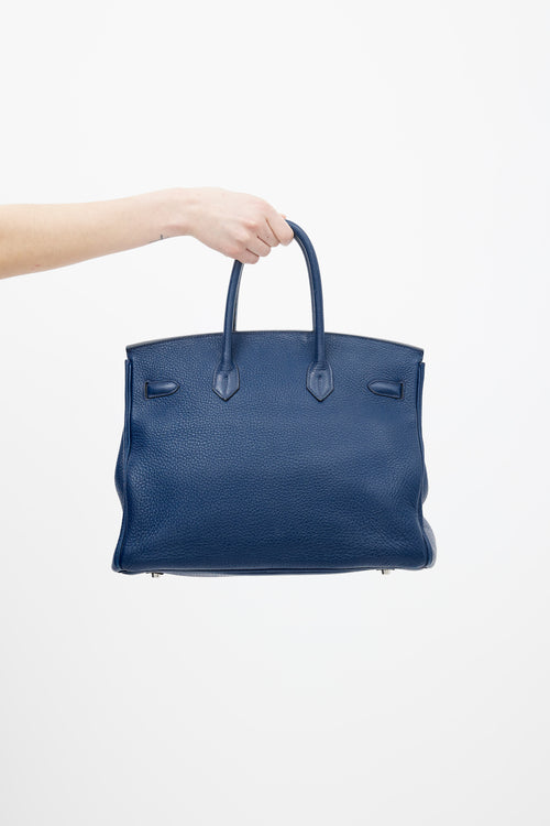 Hermès 2010 Bleu de Malte Clemence Birkin 35 Bag