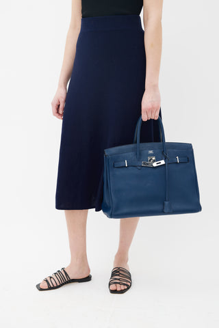 Hermès 2010 Bleu de Malte Clemence Birkin 35 Bag