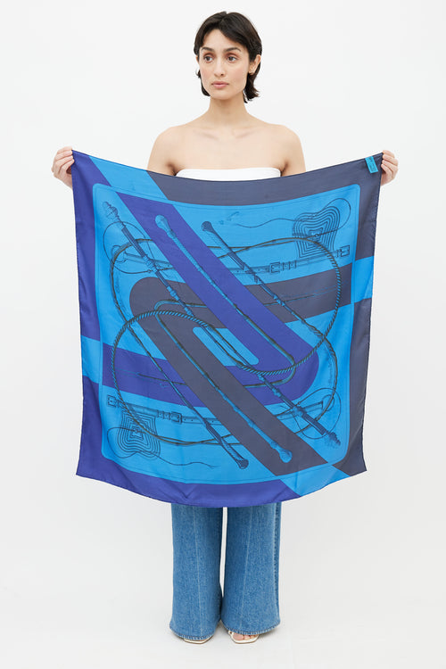 Hermès Blue Dip Dye Clic Clouc 90 Print Scarf