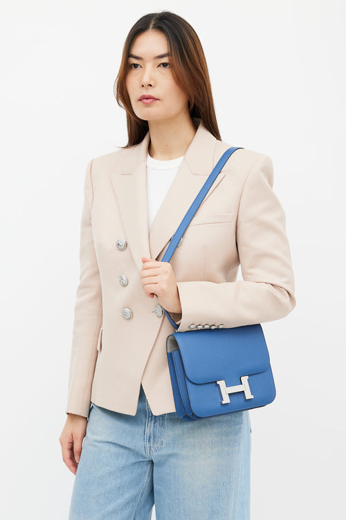 Hermès Blue Epsom Leather Constance  Shoulder Bag