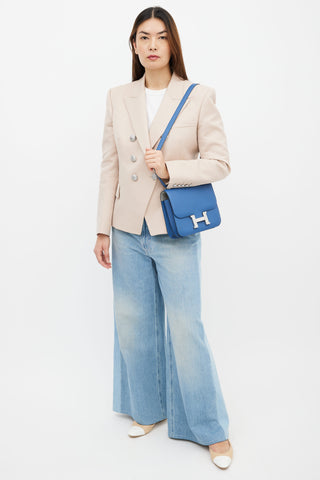 Hermès Blue Epsom Leather Constance  Shoulder Bag