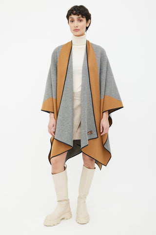 Hermès Brown 
Grey Cashmere Cape