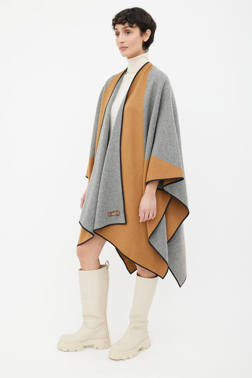 Hermès Brown 
Grey Cashmere Cape