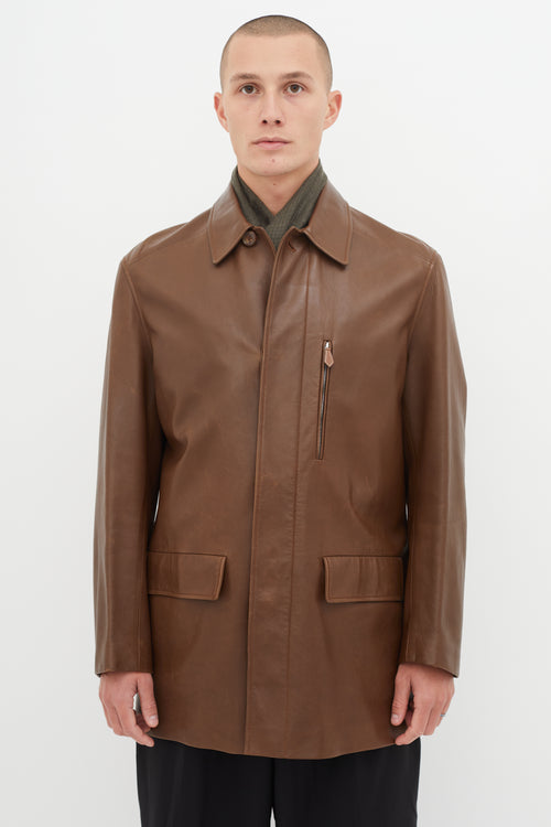 Hermès Brown Leather Jacket