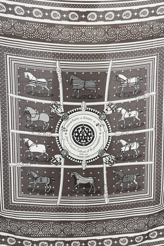 Hermès Brown Couvertures Et Tenues De Jour 140 Print Shawl