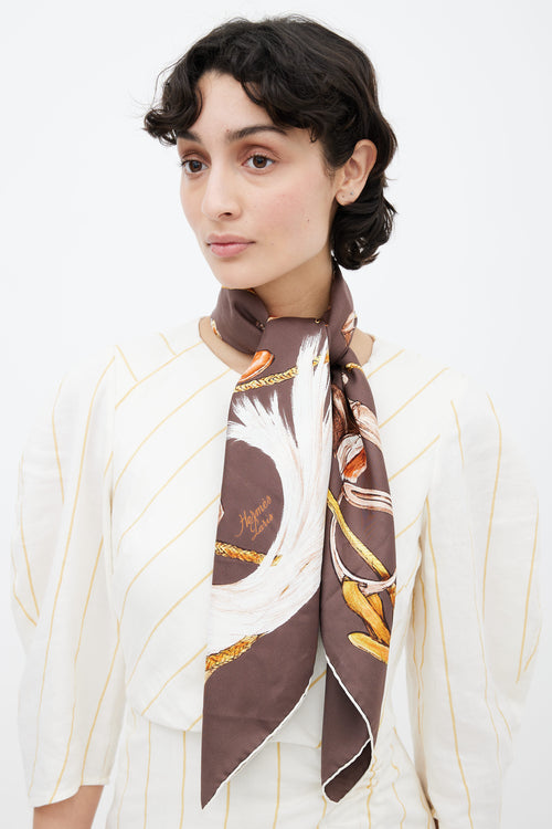 Hermès Brown Silk A Propos De Bottes Scarf