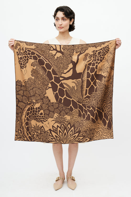 Hermès Brown The Three Graces 90 Print Scarf