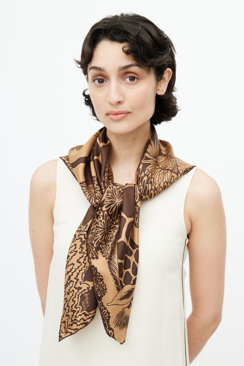 Hermès Brown The Three Graces 90 Print Scarf