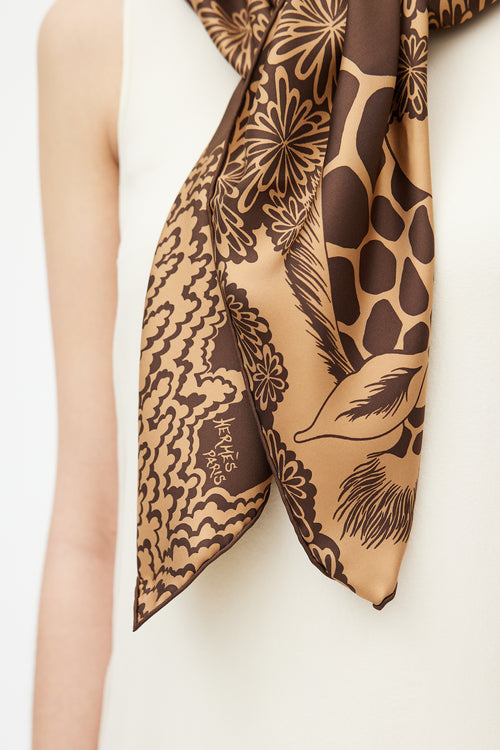 Hermès Brown The Three Graces 90 Print Scarf