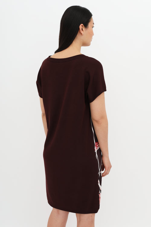 Hermès Burgundy Cles et Badines Silk Dress