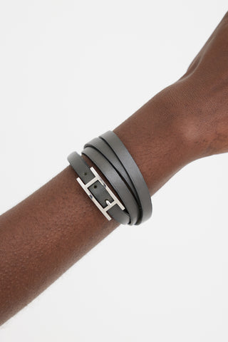 Hermès Dark Grey Leather Api Bracelet