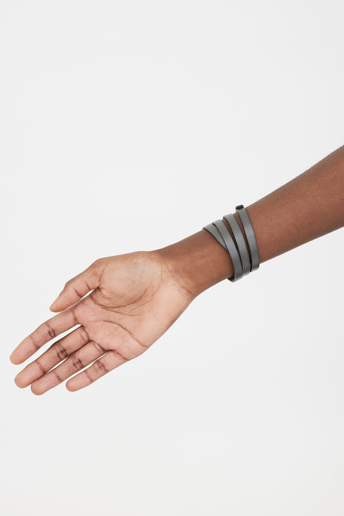 Hermès Dark Grey Leather Api Bracelet