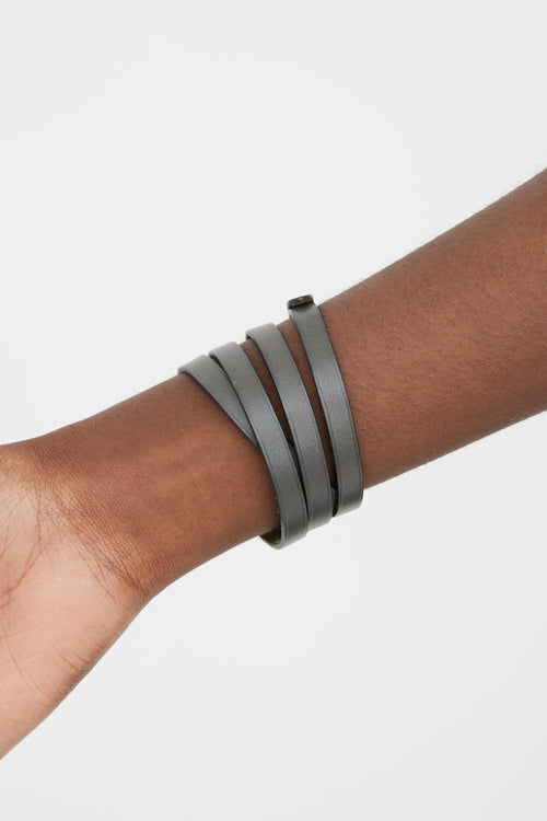 Hermès Dark Grey Leather Api Bracelet