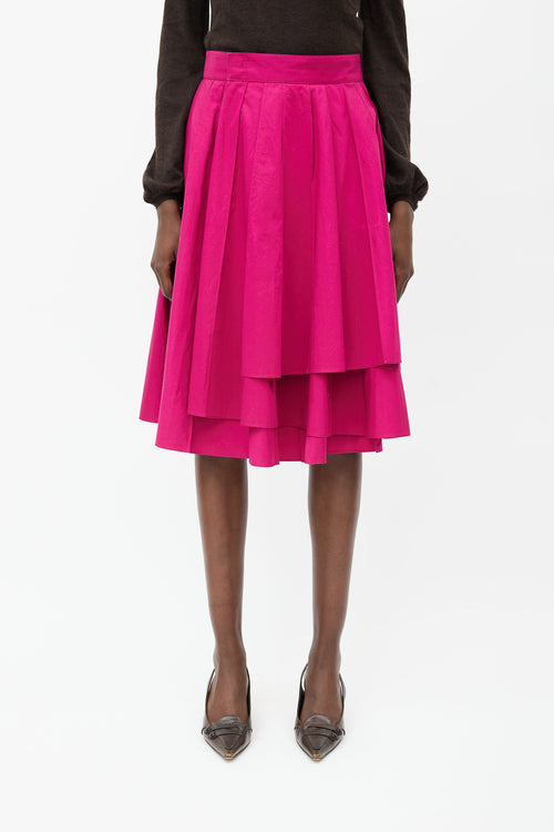 Hermès Fuchsia Pleated Wrap Skirt