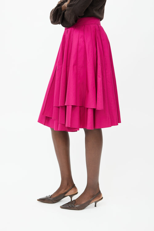 Hermès Fuchsia Pleated Wrap Skirt