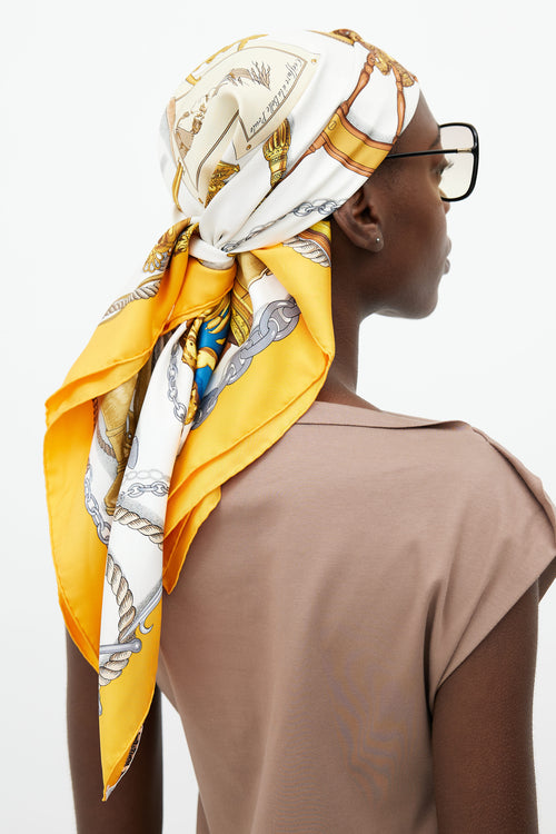 Hermès Yellow 
Multi Musée 90 Print Scarf