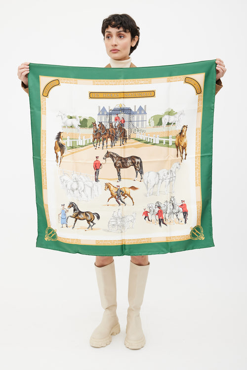 Hermès Green Les Haras Nationaux Printed Silk Scarf