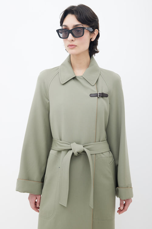 Hermès Green Belted Trench Coat