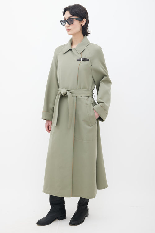 Hermès Green Belted Trench Coat