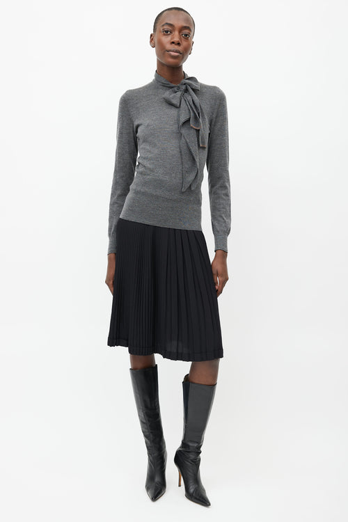 Hermès Grey Asymmetrical Cashmere  Turtleneck