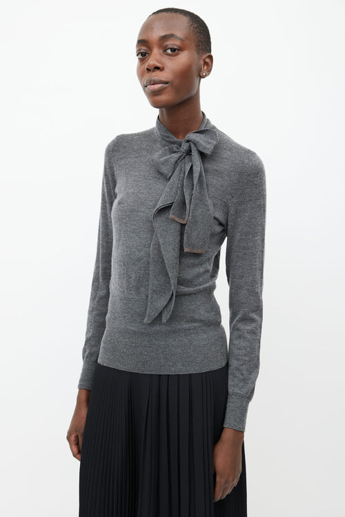 Hermès Grey Asymmetrical Cashmere  Turtleneck