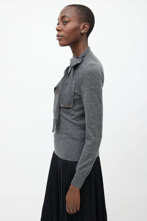 Hermès Grey Asymmetrical Cashmere  Turtleneck