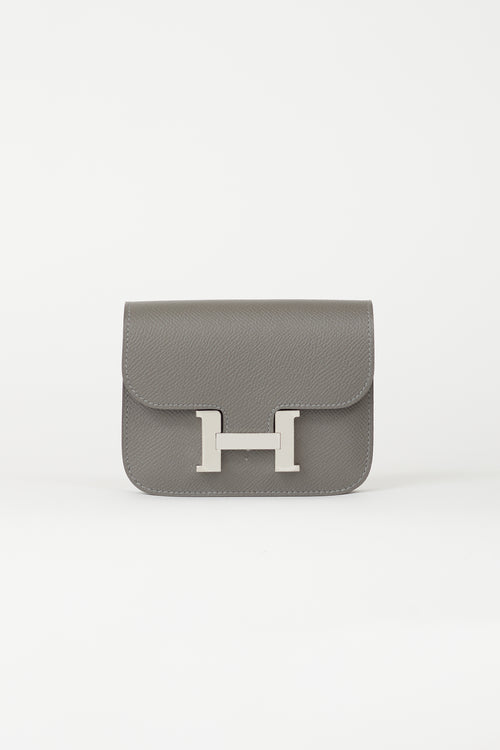 Hermès Grey 
Silver Constance Slim Wallet