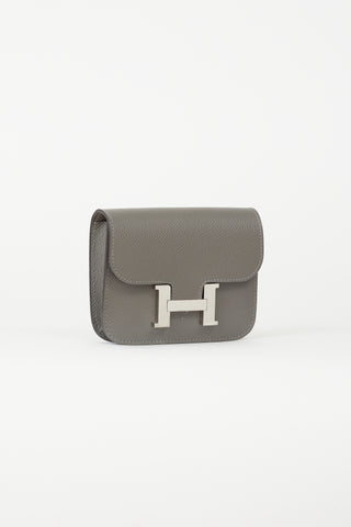 Hermès Grey 
Silver Constance Slim Wallet