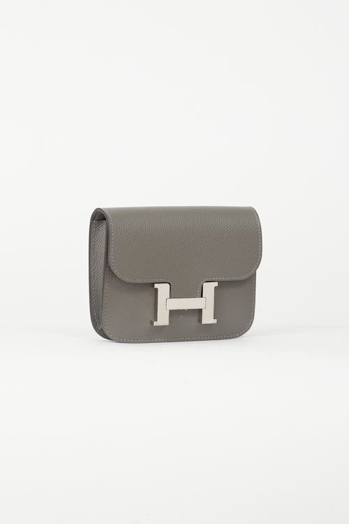 Hermès Grey 
Silver Constance Slim Wallet