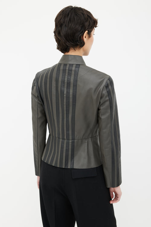 Hermès Grey 
Black Leather Moto Jacket