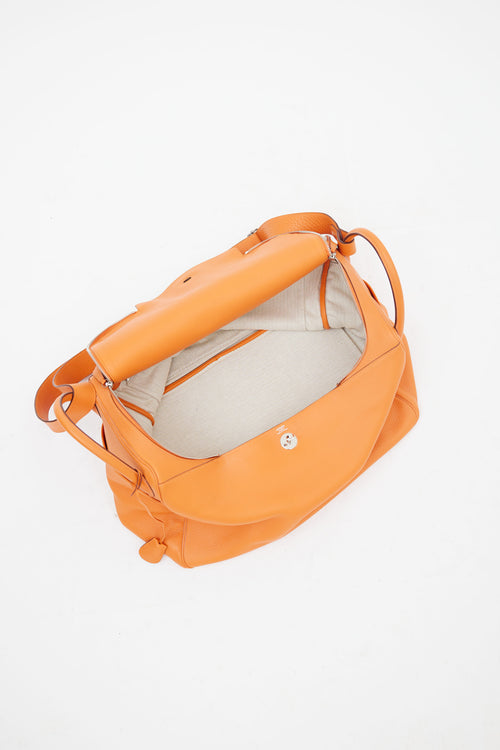 Hermès 2008 Orange Clemence Leather Lindy Voyage 45  Bag