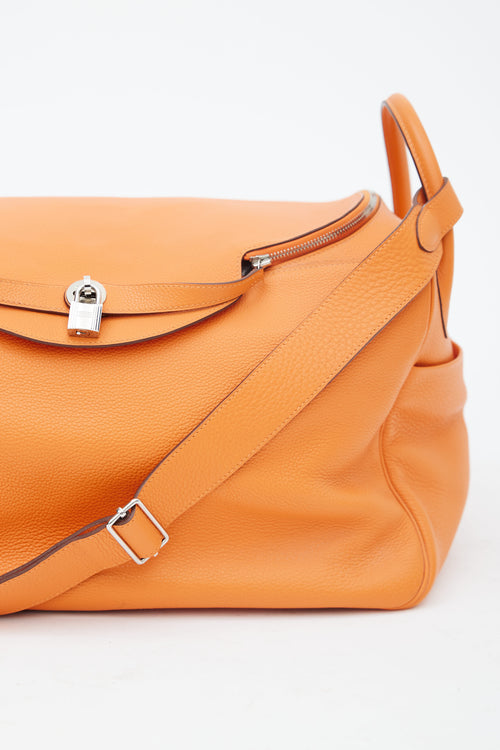 Hermès 2008 Orange Clemence Leather Lindy Voyage 45  Bag