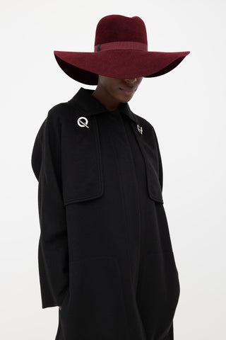 Hermès Maroon Felt Wide Brim Hat