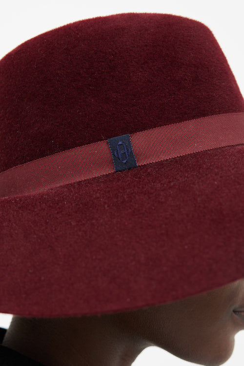 Hermès Maroon Felt Wide Brim Hat