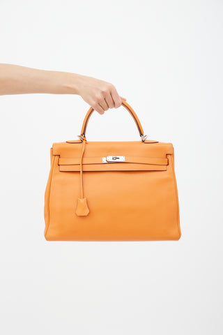 Hermès 2011 Orange Retourne Kelly 35 Leather Bag