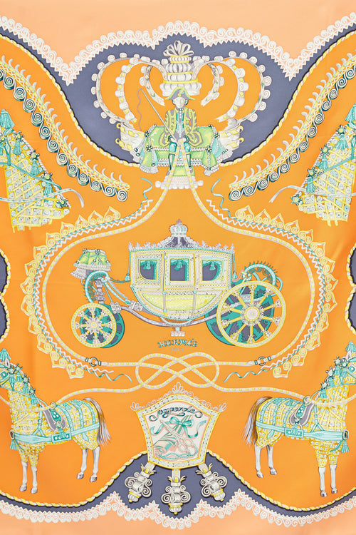 Hermès Orange 
Multi Paperoles 90 Print Scarf