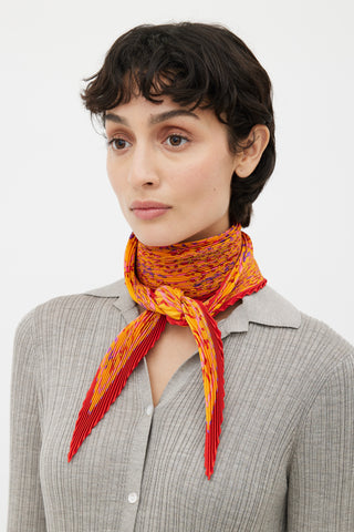 Hermès Orange 
Pink Les Sources de la Vie Plissé Scarf