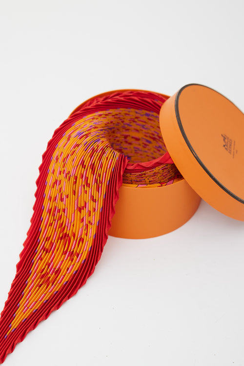 Hermès Orange 
Pink Les Sources de la Vie Plissé Scarf