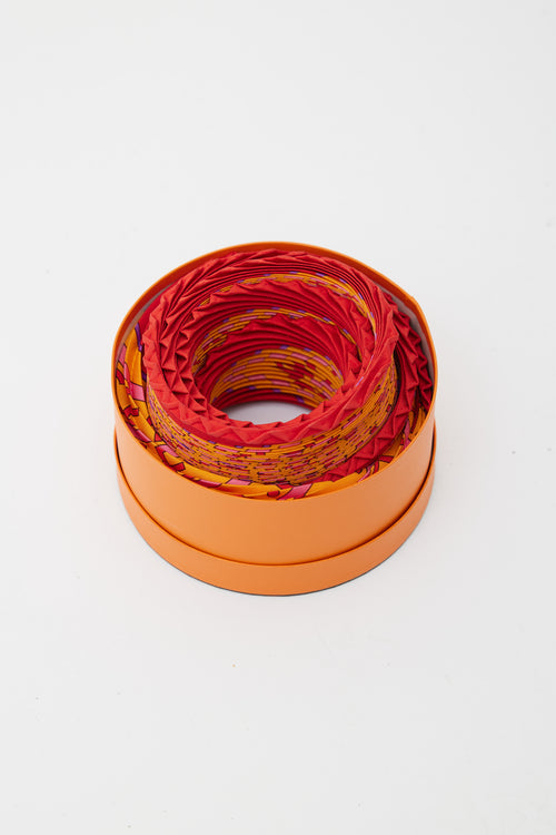 Hermès Orange 
Pink Les Sources de la Vie Plissé Scarf